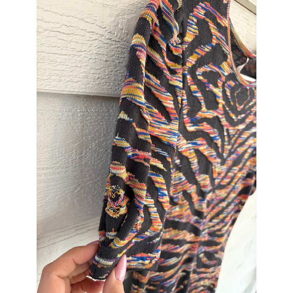Free People Multicolor Zebra Knit Bodycon Dress Size S - Picture 5 of 10